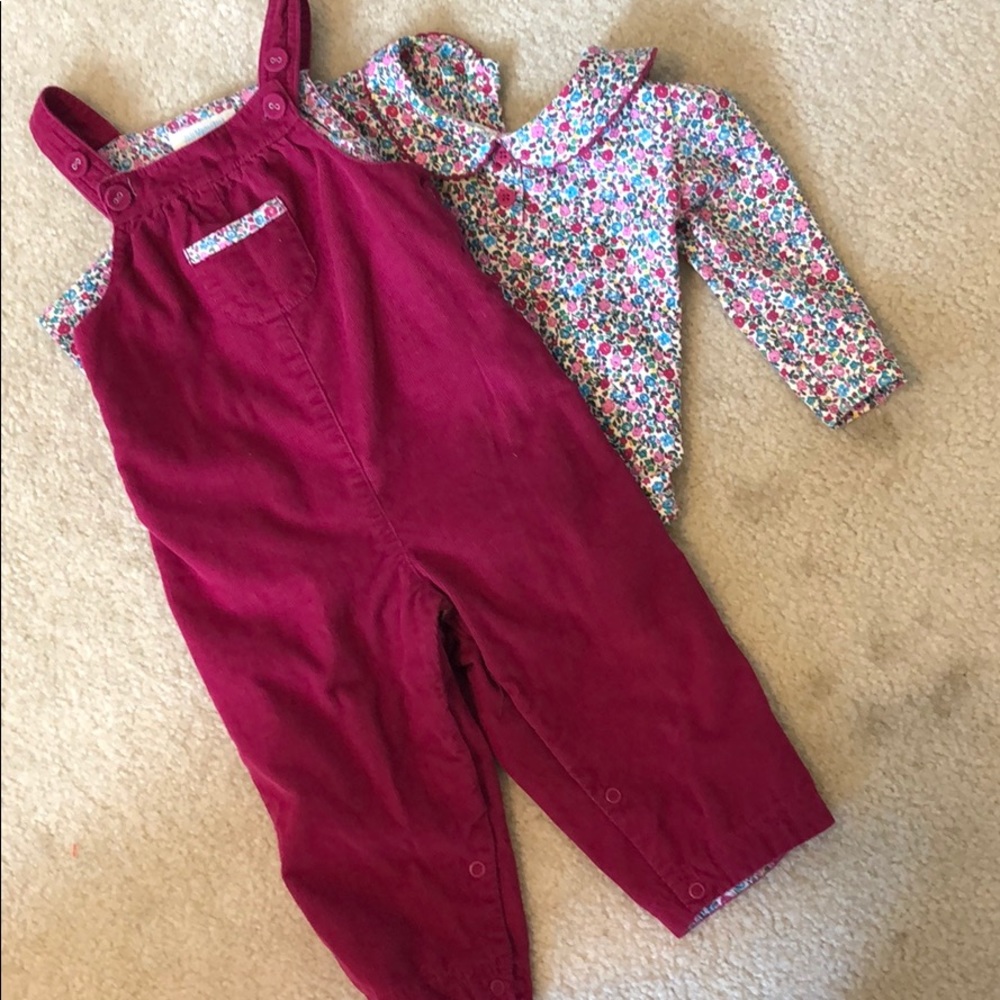 Adorable overalls with matching shirt!